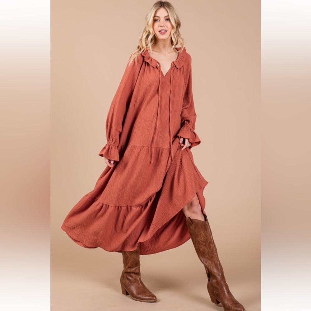 Elegant Rust Maxi Dress